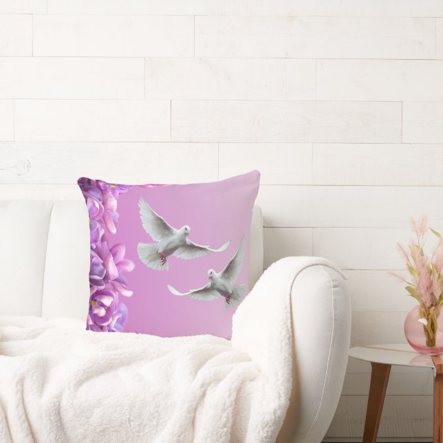 Coussin Paire De Belles Colombes Blanches (Canapé)