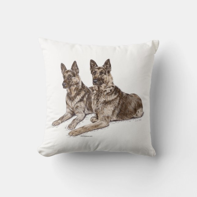 Coussin Paire de chiens bergers allemands (Recto)