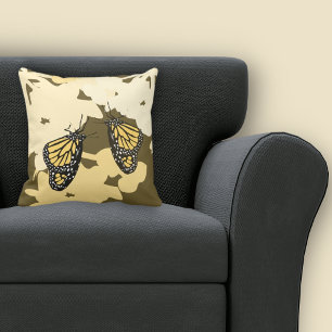 Coussin Paire de papillon jaune amusant