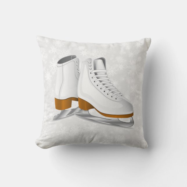 Coussin paire de patins à glace blanche lancer l'oreiller (Recto)