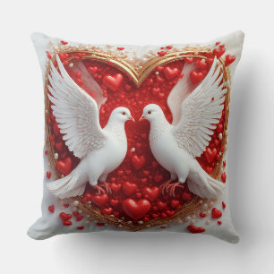 Coussin Paire élégante de colombes symbolisant l'amour et
