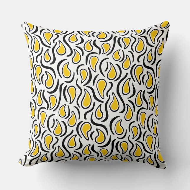 Coussin Paisley Abstrait 230523 - Amber, B&W (Recto)