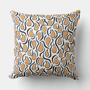 Coussin Paisley Abstrait 230523 - Light Orange, B&W