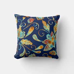 Coussin Paisley aquarelle motif floral tuile : fleurs, f