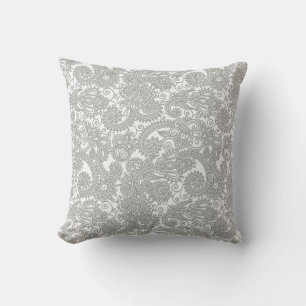 Coussin Paisley Grey Blanc Dentelle Détaillée Motif Cushio