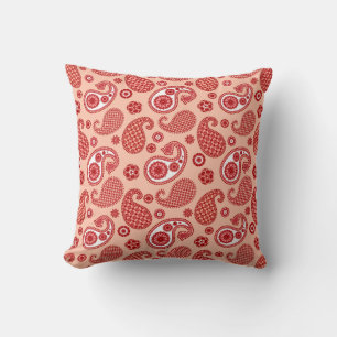 Coussin Paisley Motif, Shades of Coral Orange