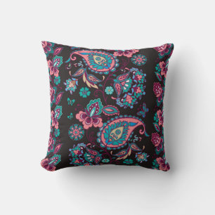 Coussin Paisley Stripe : Noir Décoratif Sans Seamless