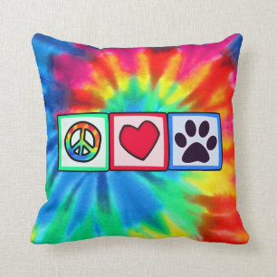 Coussin Paix, amour, chien ; Pawprint
