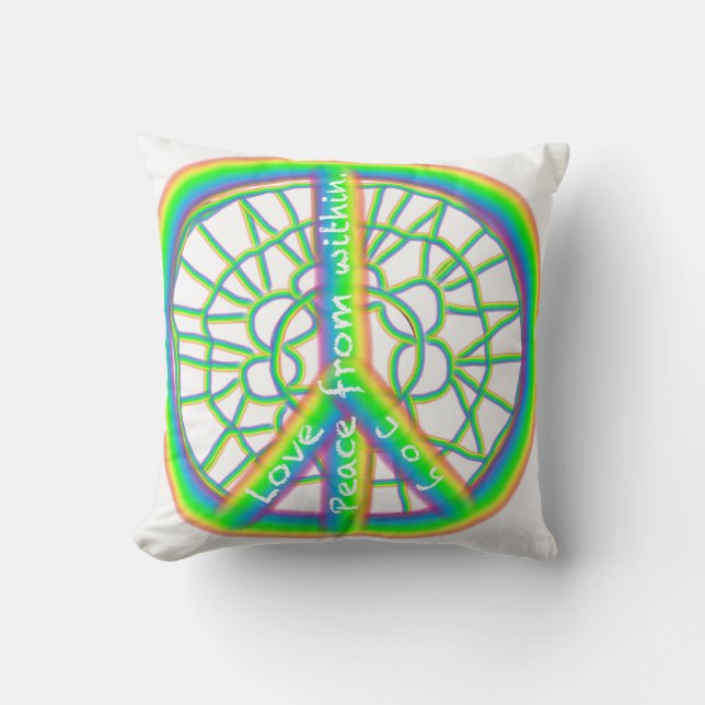 Coussin Paix, Amour, Joie De L'Intérieur (Recto)