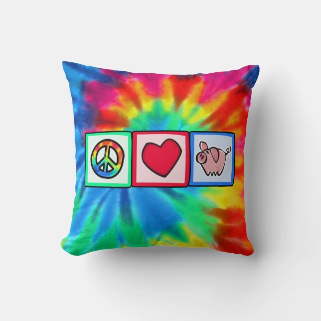Coussin Paix, amour, porcs (Recto)