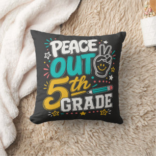 Coussin Paix dehors 5e année Rétro Groovy   Promotion de 2
