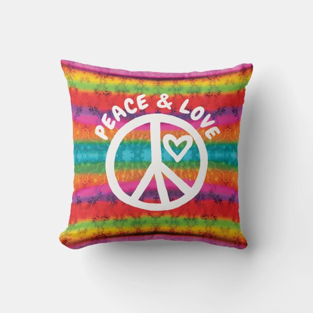 Coussin Paix et amour Tie Dye Stripes (Recto)