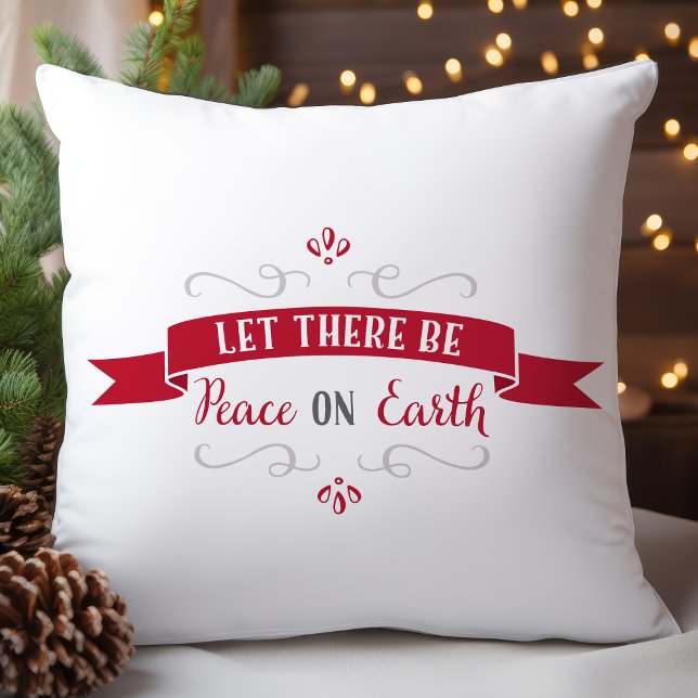 Coussin Paix rouge et blanche sur Terre Noël (Créateur téléchargé)