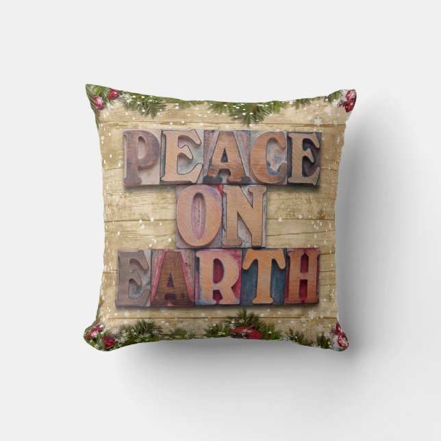 Coussin Paix sur Terre Campagne Style agricole Noël (Recto)