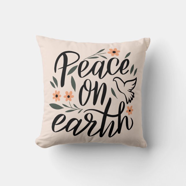 Coussin Paix sur Terre Design Floral (Recto)