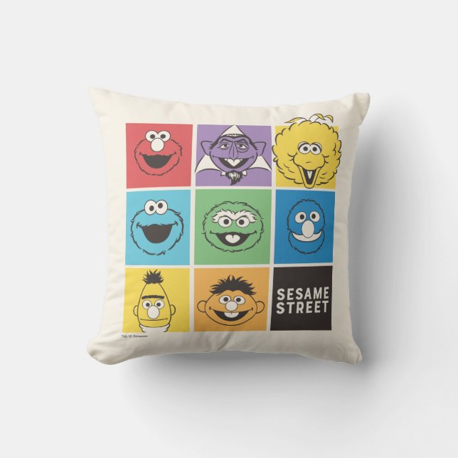 Coussin Pal de rue Sésame | Blocs de couleurs (Recto)