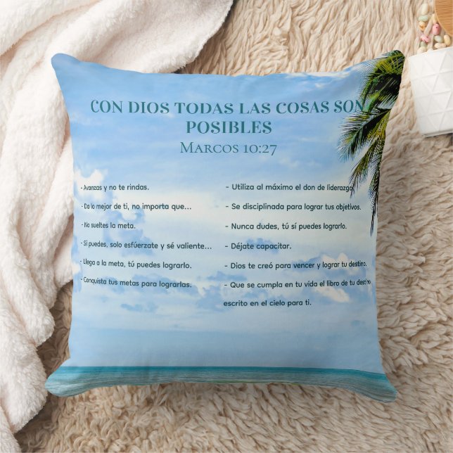 Coussin Palabras Motivacionales Logrando Metas Cielo Azul (Couverture)