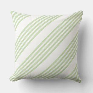 Coussin Pale vert et blanc cinq bandes motif
