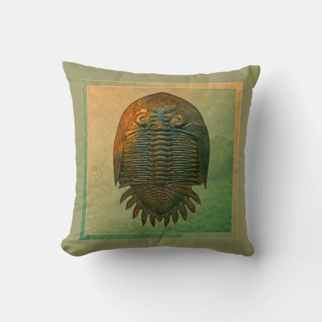 Coussin "Paléo-chic" Neometacanthus Fossil Trilobite (Recto)
