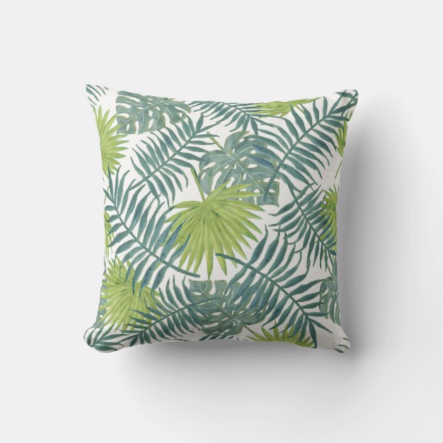 Coussin Palm Tree Fronds Peinture hawaïenne (Recto)