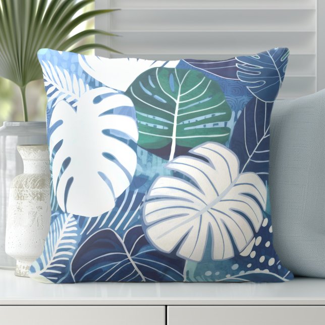 Coussin Palm Tropical Feuille Beach House Jeu d'oreiller (Discover Gorgeous Coastal Throw Pillows by Totally Coast.)