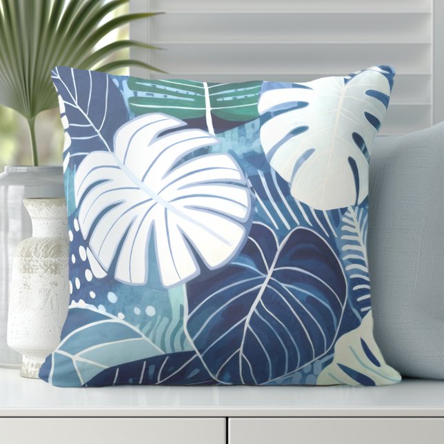 Coussin Palm Tropical Feuille Beach House Jeu d'oreiller (Discover Gorgeous Coastal Throw Pillows by Totally Coast.)