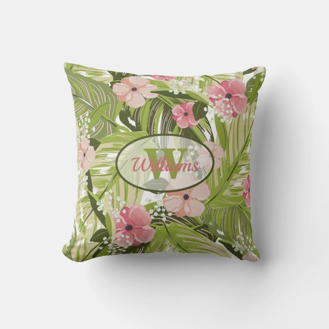 Coussin Palme tropicale et Plante (Recto)