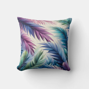 Coussin Palme Turquoise violette Feuilles