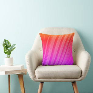 Coussin Palme violette rose-rose-clair frangée