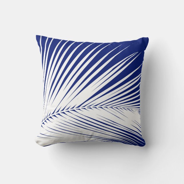 Coussin Palmette - bleu marine et blanc (Recto)