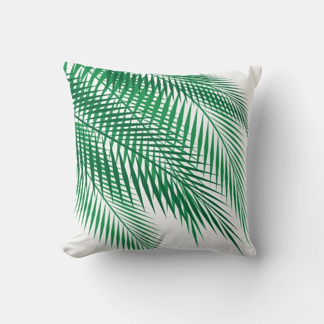 Coussin Palmettes tropicales sur le blanc (Recto)