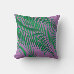 Coussin Palmettes tropicales sur le pourpre