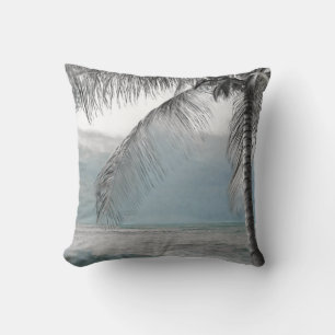 Coussin Palmier blanc élégant paradis de la plage de cocot