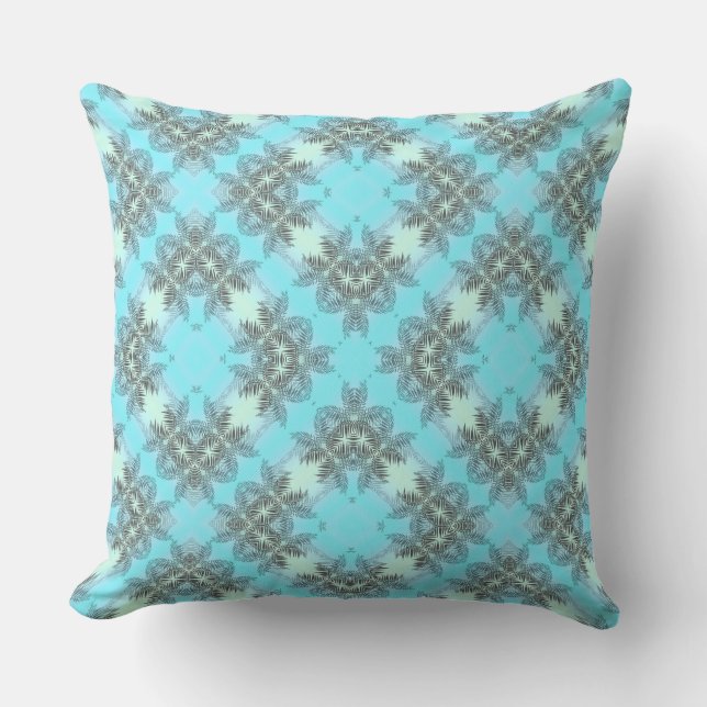Coussin Palmier bleu clair feuille (Recto)