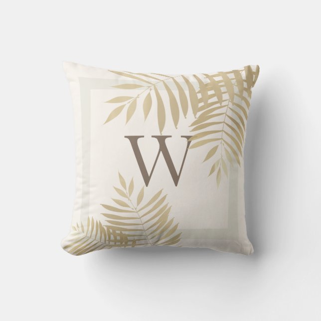 Coussin Palmier d'or monogramme Feuilles de l'oreiller (Recto)