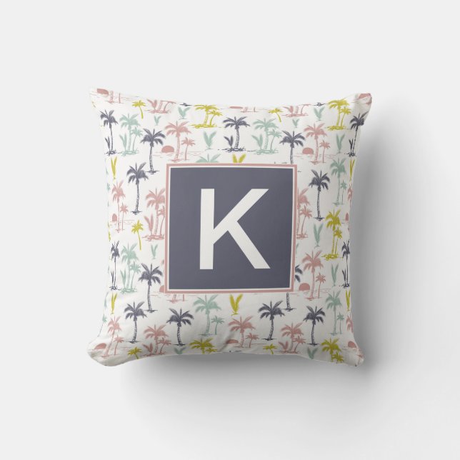 Coussin Palmier en pastel par le motif de plage (Recto)