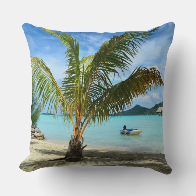 Coussin Palmier et carreau de station de vacances (Recto)