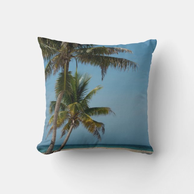 Coussin Palmier et plage de sable blanc (Recto)