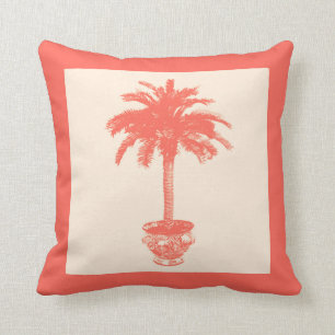 Coussin Palmier mis en pot - nuances de l'orange de corail