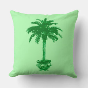 Coussin Palmier pointu en émeraude et vert clair
