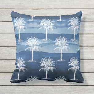 Coussin Palmier tropical Motif blanc bleu