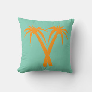 Coussin Palmiers rétro tropical oranger