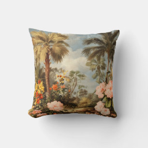 Coussin Palmiers Tropicaux Botaniques Vintage
