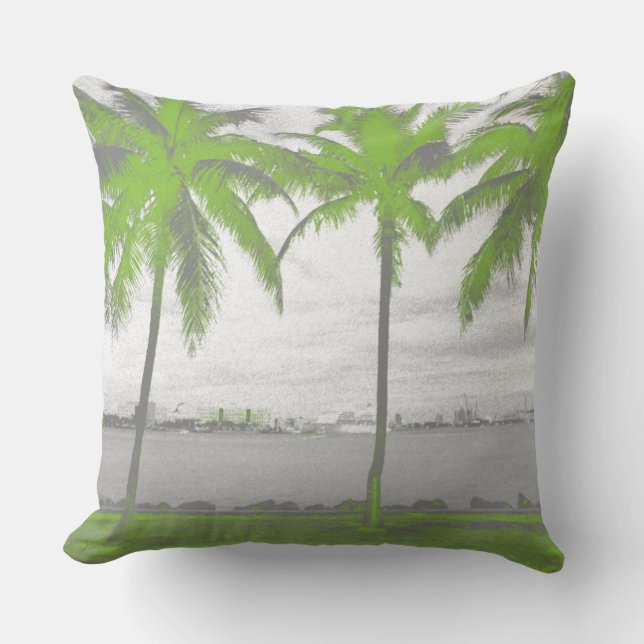 Coussin Palmiers vert de Miami, la Floride (Recto)