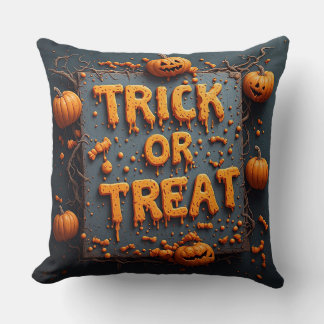 Coussin Pancarte Halloween Citrouille Trick Or Treat qui d