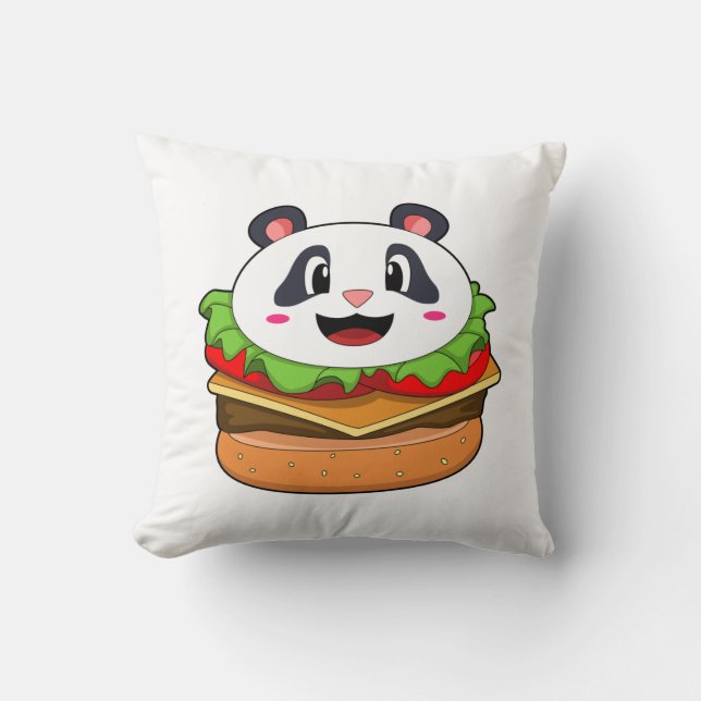 Coussin Panda avec hamburger (Recto)