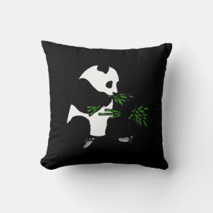 Coussin Panda géant mange du bambou noir