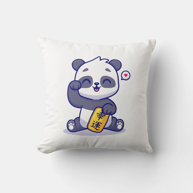 Coussin panda heureux (Recto)
