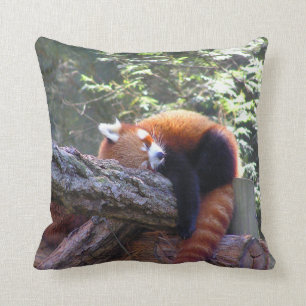 Coussin Panda rouge dormant