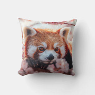Coussin Panda Rouge Parmi Les Fleurs De Cerisiers